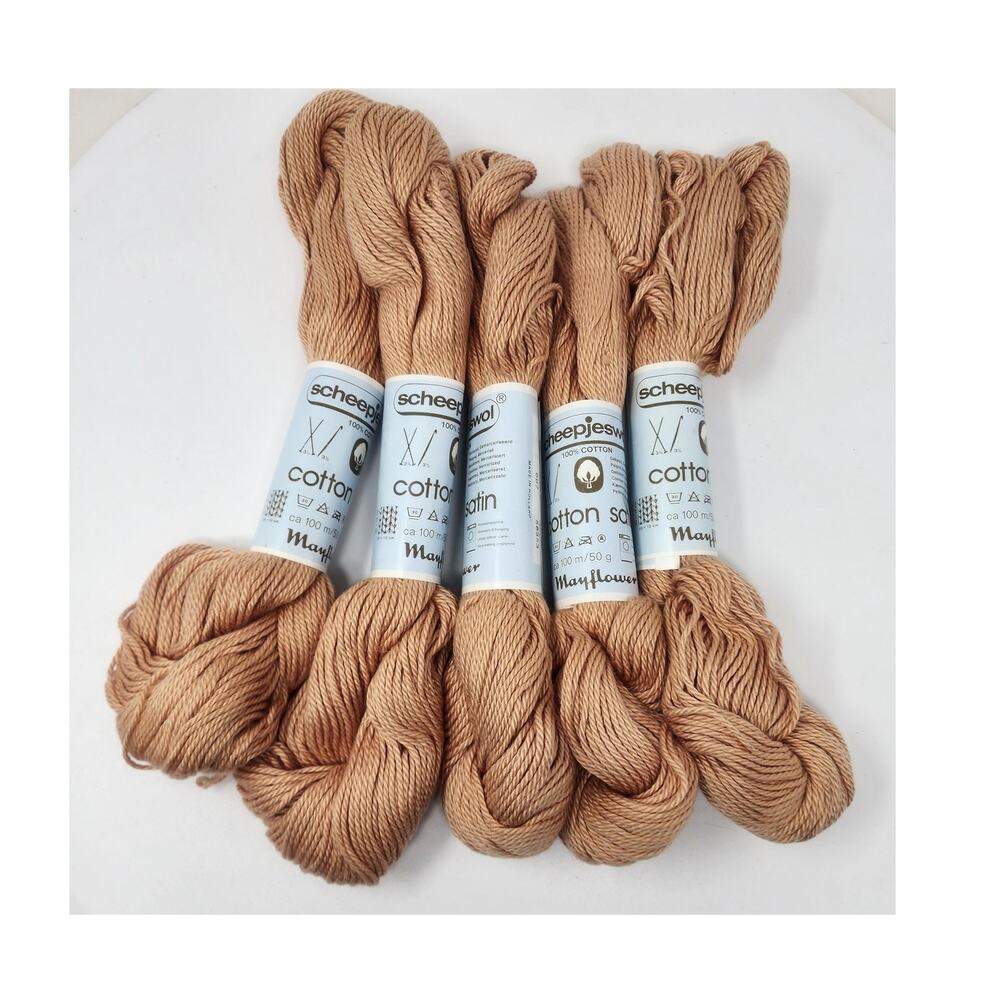 5 Hanks Vintage Scheepjeswol 687 100% Cotton Satin Yarn Mayflower 100M/50g Ea.